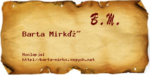 Barta Mirkó névjegykártya